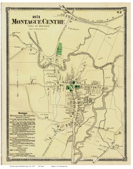 Montague Centre, Massachusetts 1871 Old Town Map Reprint - Franklin Co.