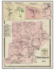 New Salem & Villages, Massachusetts 1871 Old Town Map Reprint - Franklin Co.