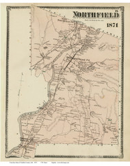 Northfield, Massachusetts 1871 Old Town Map Reprint - Franklin Co.
