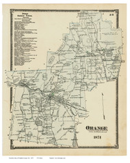 Orange, Massachusetts 1871 Old Town Map Reprint - Franklin Co.