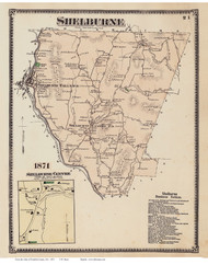 Shelburne & Shelburne Centre, Massachusetts 1871 Old Town Map Reprint - Franklin Co.