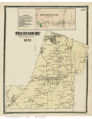 Shutesbury & Shutebury Centre, Massachusetts 1871 Old Town Map Reprint - Franklin Co.