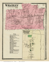 Whately & Whately Centre, Massachusetts 1871 Old Town Map Reprint - Franklin Co.