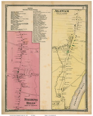 Feeding Hills & Agawam Village, Massachusetts 1870 Old Town Map Reprint - Hampden Co.