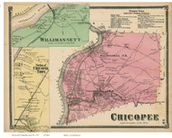 Chicopee & Willimansett, Massachusetts 1870 Old Town Map Reprint - Hampden Co.