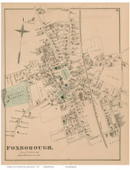 Foxborough Village, Massachusetts 1876 Old Town Map Reprint - Norfolk Co.