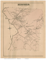 Medfield, Massachusetts 1876 Old Town Map Reprint - Norfolk Co.