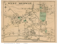 West Medway, Massachusetts 1876 Old Town Map Reprint - Norfolk Co.