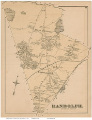 Randolph, Massachusetts 1876 Old Town Map Reprint - Norfolk Co.