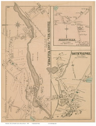 East Walpole, Tilton Station, Allenville and South Walpole Villages, Massachusetts 1876 Old Town Map Reprint - Norfolk Co.