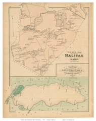 Halifax and Silver Lake, Massachusetts 1879 Old Town Map Reprint - Plymouth Co.