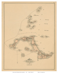 Hull, Massachusetts 1879 Old Town Map Reprint - Plymouth Co.