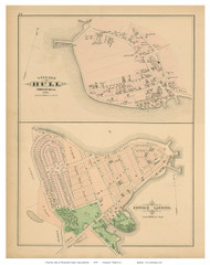 Hull and Downer Landing Villages, Massachusetts 1879 Old Town Map Reprint - Plymouth Co.