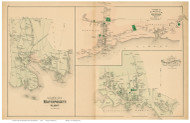 Mattapoisett Town, Mattapoisett and Sippican Villages, Massachusetts 1879 Old Town Map Reprint - Plymouth Co.