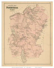 Pembroke, Massachusetts 1879 Old Town Map Reprint - Plymouth Co.