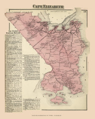 Cape Elizabeth, Maine 1871 Old Town Map Reprint Cumberland Co.