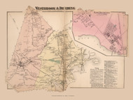 Westbrook and Deering Towns, East Deering Village, Maine 1871 Old Town Map Reprint Cumberland Co.