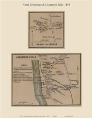 North Livermore & Livermore Falls, Maine 1858 Old Town Map Custom Print - Androscoggin Co.