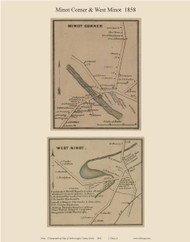 Minot Corner & West Minot, Maine 1858 Old Town Map Custom Print - Androscoggin Co.