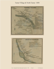 Turner Village & North Turner, Maine 1858 Old Town Map Custom Print - Androscoggin Co.