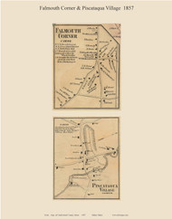 Falmouth Corner & Piscataqua Village, Maine 1857 Old Town Map Custom Print - Cumberland Co.