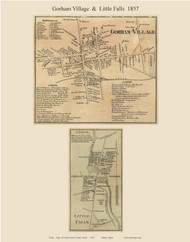 Gorham Village & Little Falls, Maine 1857 Old Town Map Custom Print - Cumberland Co.