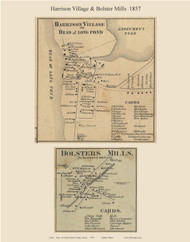 Harrison Village & Bolsters Mills, Maine 1857 Old Town Map Custom Print - Cumberland Co.