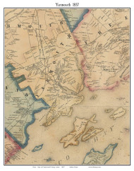 Yarmouth, Maine 1857 Old Town Map Custom Print - Cumberland Co.