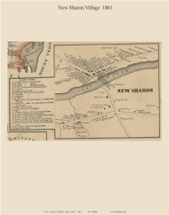 New Sharon Village, Maine 1861 Old Town Map Custom Print - Franklin Co.