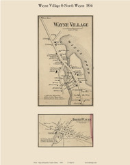 Wayne Village, Maine 1856 Old Town Map Custom Print - Kennebec Co.