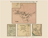 Union, North Union, South Union and East Union Villages, Maine 1857 Old Town Map Custom Print - Lincoln Co.