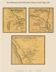 North Woodstock, South Woodstock & Bryant's Pond Village, Maine 1858 Old Town Map Custom Print - Oxford Co.