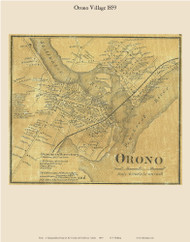 Orono Village, Maine 1859 Old Town Map Custom Print - Penobscot Co.