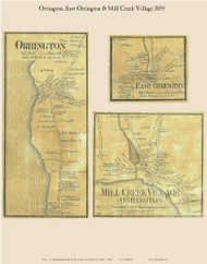Orrington Village, East Orrington & Mill Creek Village, Maine 1859 Old Town Map Custom Print - Penobscot Co.