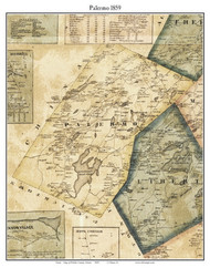 Palermo, Maine 1859 Old Town Map Custom Print - Waldo Co.
