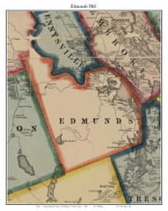 Edmunds, Maine 1861 Old Town Map Custom Print - Washington Co.