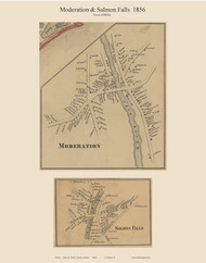 Moderation & Salmon Falls, Maine 1856 Old Town Map Custom Print - York Co.
