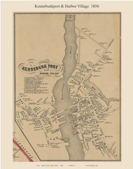 Kennebunkport & Harbor Village, Maine 1856 Old Town Map Custom Print - York Co.
