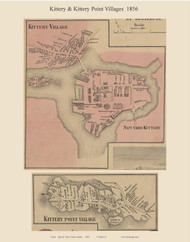 Kittery Village & Kittery Point Village, Maine 1856 Old Town Map Custom Print - York Co.