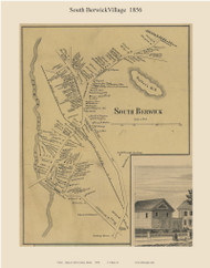 South Berwick Village, Maine 1856 Old Town Map Custom Print - York Co.