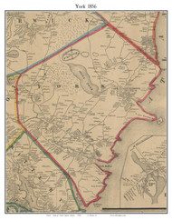 York, Maine 1856 Old Town Map Custom Print - York Co.