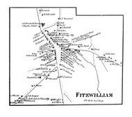 Fitzwilliam Village, New Hampshire 1858 Old Town Map Custom Print - Cheshire Co.