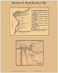 Stratford and North Stratford Villages, New Hampshire 1861 Old Town Map Custom Print - Coos Co.
