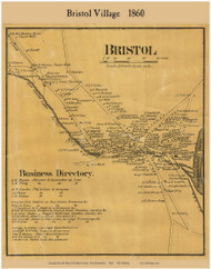 Bristol Village, New Hampshire 1860 Old Town Map Custom Print - Grafton Co.