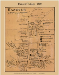 Hanover Village, New Hampshire 1860 Old Town Map Custom Print - Grafton Co.