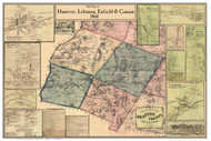 Hanover, Lebanon, Enfield, & Canaan Poster Map, New Hampshire 1860 Old Town Map Custom Print - Grafton Co.