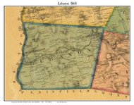 Lebanon  , New Hampshire 1860 Old Town Map Custom Print - Grafton Co.