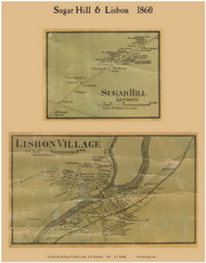 Sugar Hill and Lisbon Villages, New Hampshire 1860 Old Town Map Custom Print - Grafton Co.