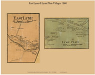 East Lyme and Lyme Plain Villages, New Hampshire 1860 Old Town Map Custom Print - Grafton Co.