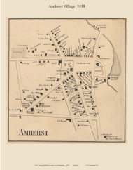 Amherst Village, New Hampshire 1858 Old Town Map Custom Print - Hillsboro Co.